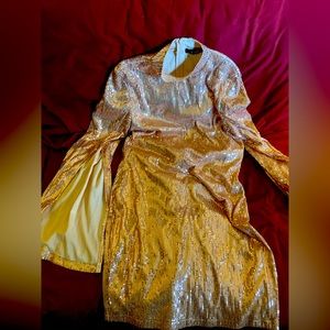 Champagne CBR Disco Flared Sleeve Dress $35